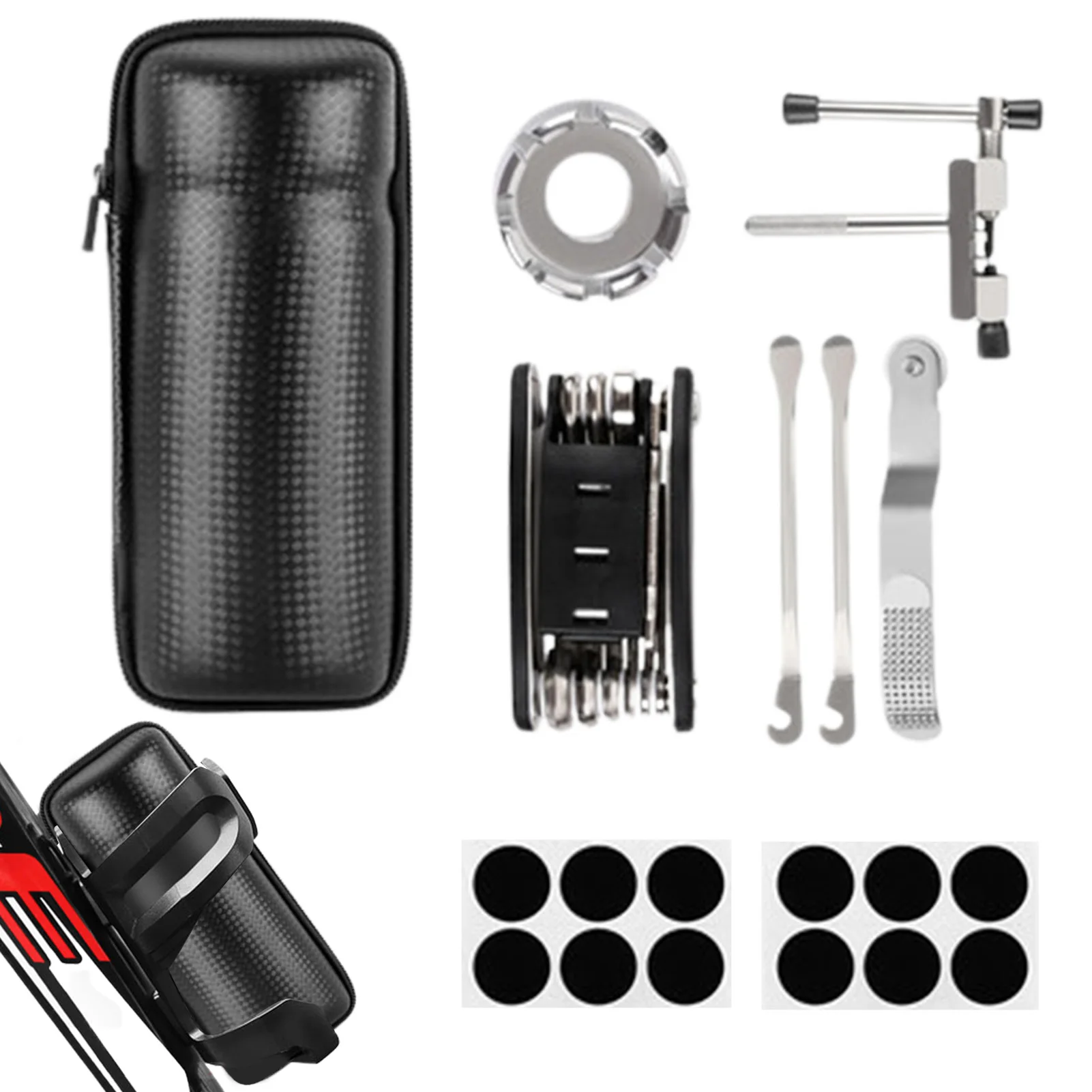 

Набор для ремонта велосипедных шин, Металлический патч 16 в 1, аксессуары для велосипедов