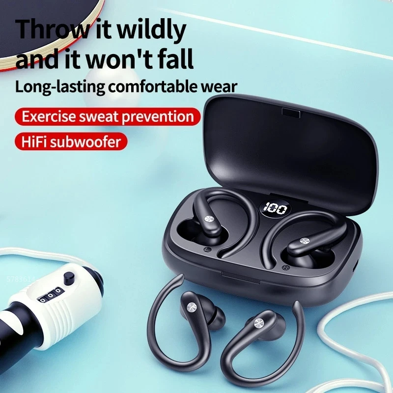 

2023 T30S Wireless Bluetooth Headset Sport Running Ear Hanging Earplug Comfortable Wearing Waterproof Headset With Power Display