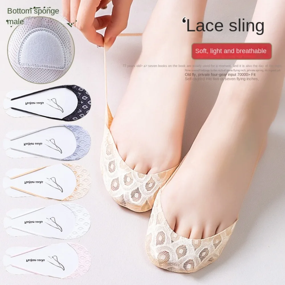 

Invisible Half-Palm Boat Socks Women Summer Silicone Non-Slip Socks for High Heels Shoes Thin Shallow Mouth Suspender Socks