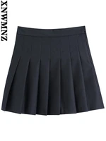 xnwmnz black skirt women 2022 fashion new with lining box pleat skorts vintage high waist side zipper female skirts mujer