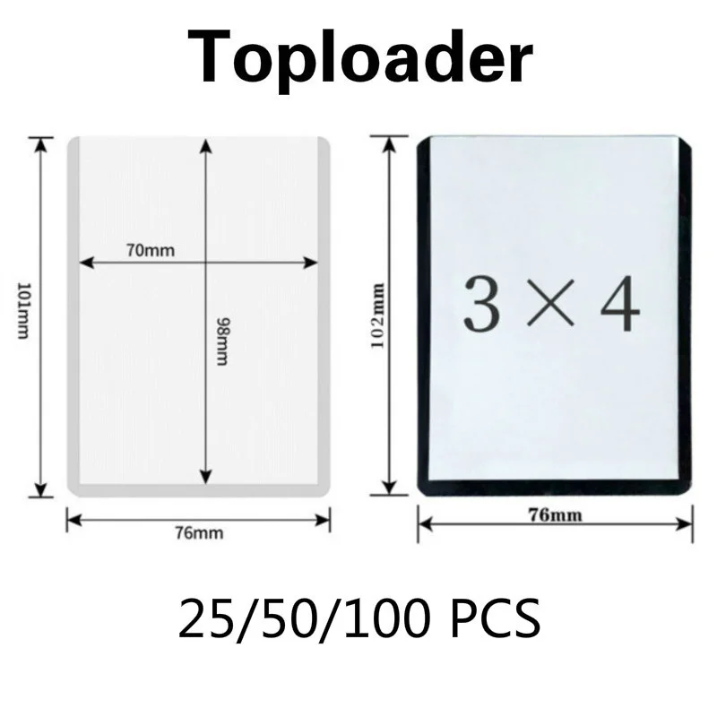 100PCS Top Loader 3X4