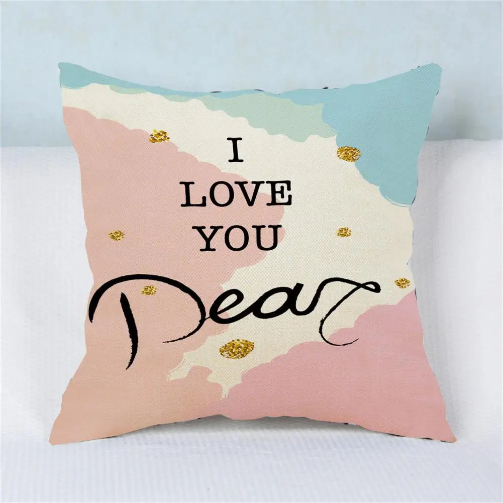 

Decorative Square Shape Easy to Remove Sweet Love Pattern Throw Pillow Case Household Supplies
