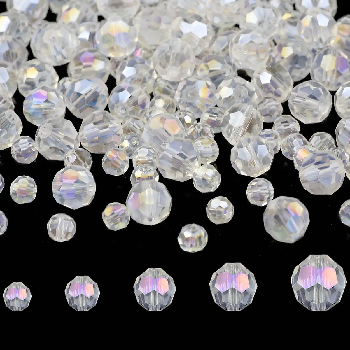 Белый AB Цвет Шарик Круглый Австрийский Кристалл Бусины Свободные Проставки 3-10 мм