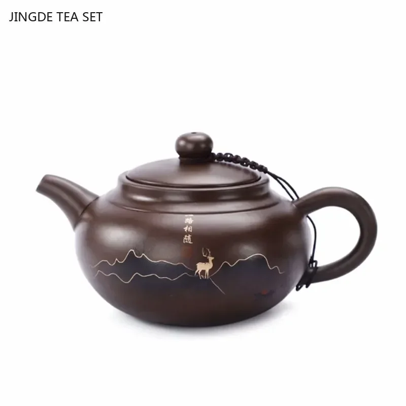 Оригинальный чайник из исинской фиолетовой глины 1 шт. 430 мл красивый ручной