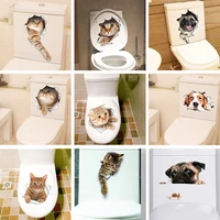 new 3d three dimensional cat and dog cartoon wall stickers home decoration toilet cover stickers notebook refrigerator stickers