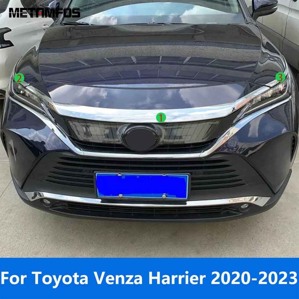 

Front Upper Grille Grill Trim For Toyota Harrier Venza 2020 2021 2022 2023 Chrome Engine Hood Lid Cover Accessories Car Styling