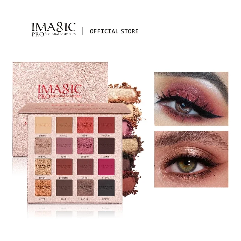 IMAGIC-paleta de maquillaje de 16 colores, sombras de ojos pigmentadas, brillo mate, novedad