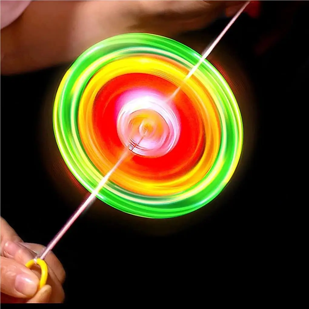 

10Pcs Kids Flashing Gyro Hand Pull Luminous Spinning Flywheel Novelty Children Indoor Outdoor Toy Home Party Supplies
