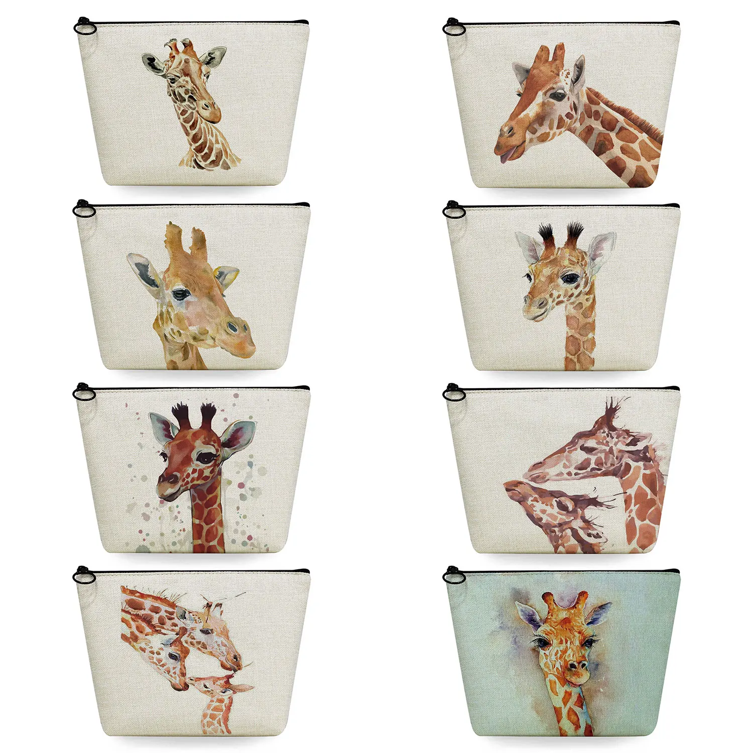 Case Casual Makeup Organizer Portable High Quality Travel Toiletry Bag Watercolor Giraffe Deer Print