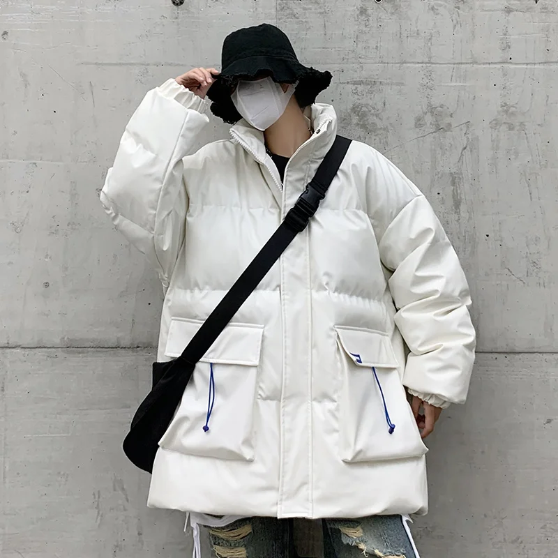 2022 Winter Jacket Men Warm Fashion Casual Thickened Leather Jacket Men Streetwear Loose Short Leather Coat Mens Parker Clothes