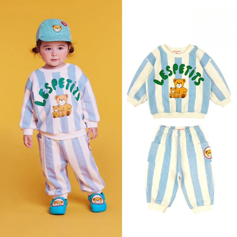 

Bebe Store (In stock) 베베베베 2022 Spring Baby Stripe Loose Sweater Pants Set