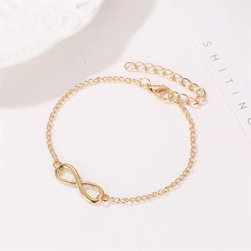 

Hot Minimalist Punk Vintage Bijoux Fashion Charm Infinity 8 Bracelets For Women Gift Men Chain Tiny Bangles Cheap Jewelry