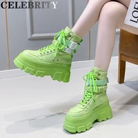 women platform lace up ankle pumps chunky snow cool botas shoes 2022 new autumn winter fashion luxury motorcycle casual boots