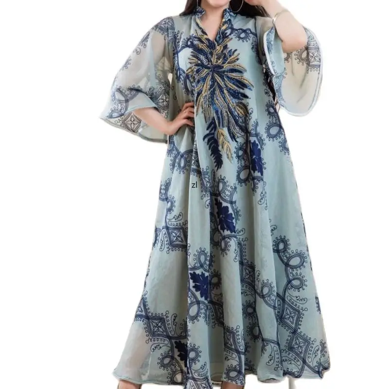 

Caftan Marocain вечернее платье Abaya Дубай Caftan Eid мусульманское вечернее платье с вышивкой блестками африканские платья для женщин jellaba Femme