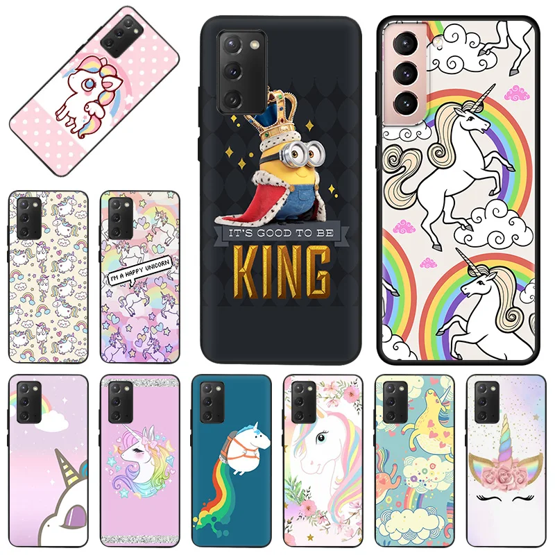 

Phone Case for Samsung Galaxy S22 Ultra S21 S20 S10 Plus FE 5G Note 10 Lite 9 8 Rainbow Unicorn Agnes Soft Black Silicone Cover
