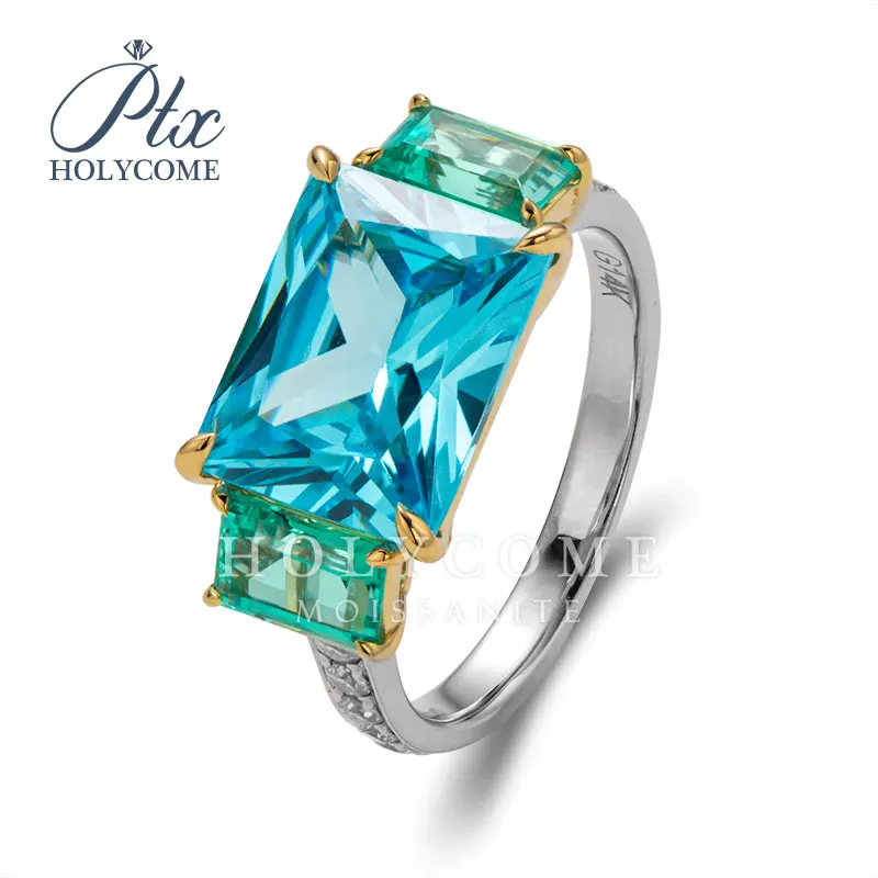 

Female Light Sky Blue Wedding Ring Solitaire Band Radiant Stone Engage Party Women Luxury Jewelry Shine CZ Stone Best Gift