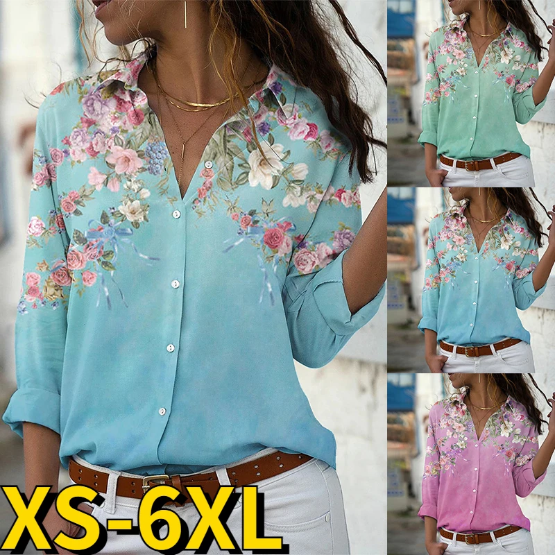 

Женская футболка с длинным рукавом, V-образным вырезом и цветочным принтом