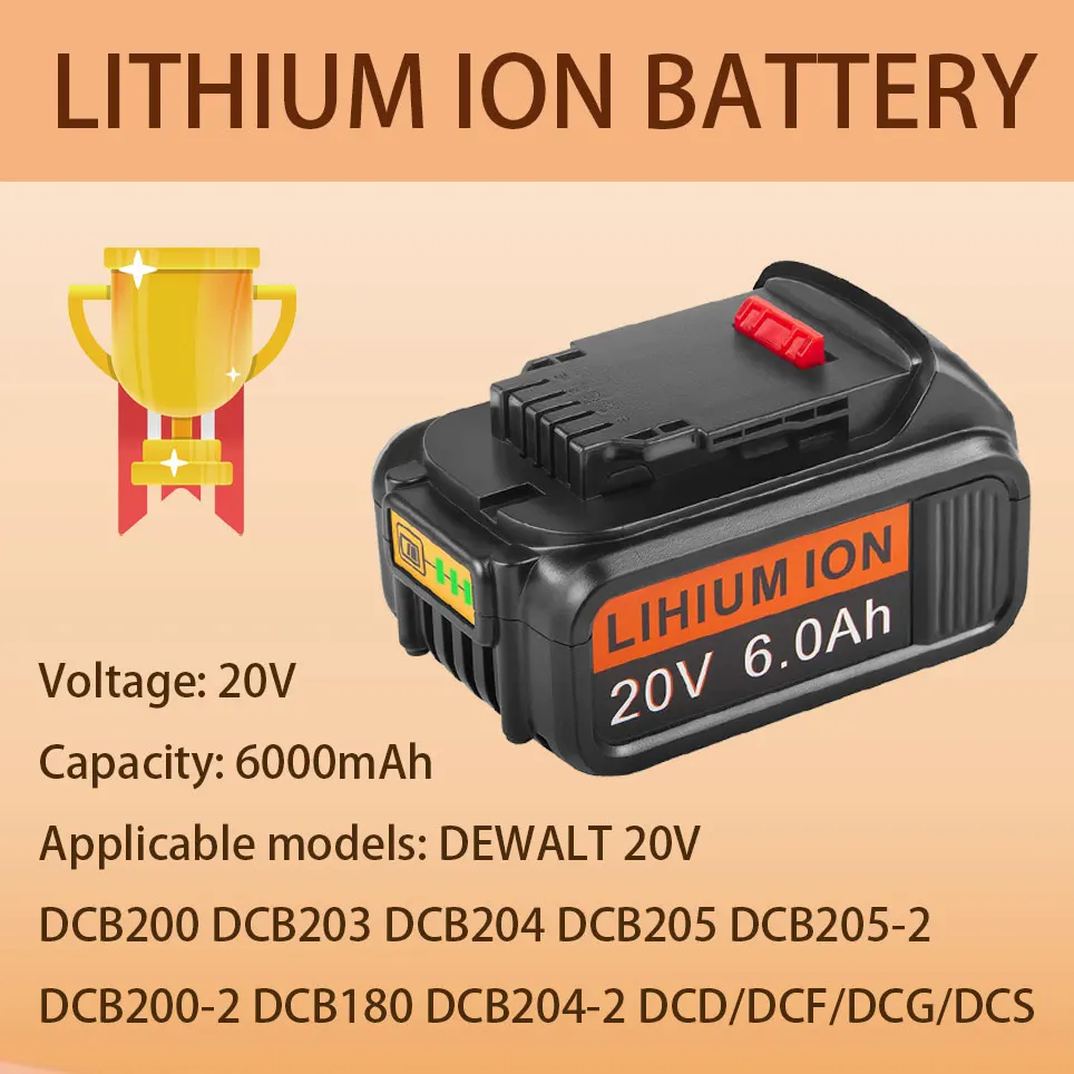 

Lithium battery replacement parts for DeWalt 20V MAX DCB204 DCB200 DCB205-2 DCB201 20V DCD/DCF/DCG/DCS series
