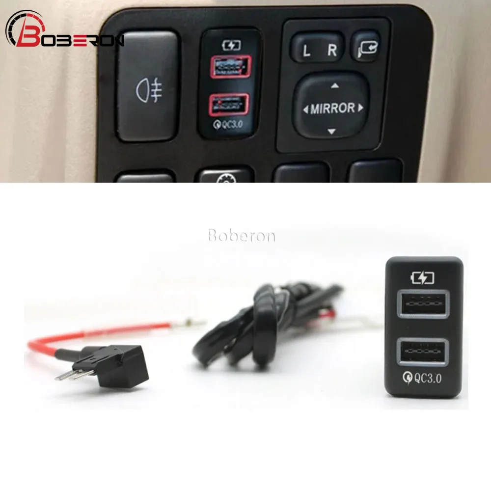 Автомобильное зарядное устройство 12 В два разъема USB QC3.0 адаптер для телефона