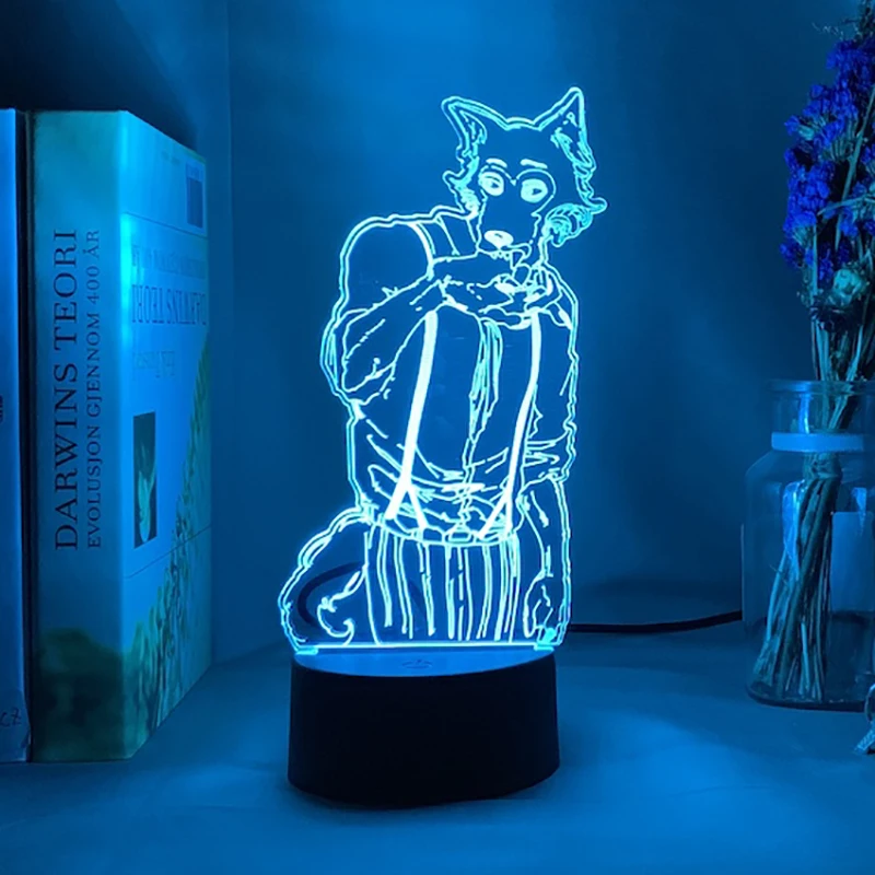 3d Светодиодная лампа Beastars Legoshi для спальни ночное освещение манга аниме фигурка