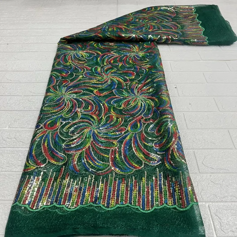 

Африканская сетчатая кружевная ткань 2022 высококачественное кружево с блестками, французское Тюлевое кружево, 5 ярдов, нигерийская кружевная ткань для свадьбы TS1201