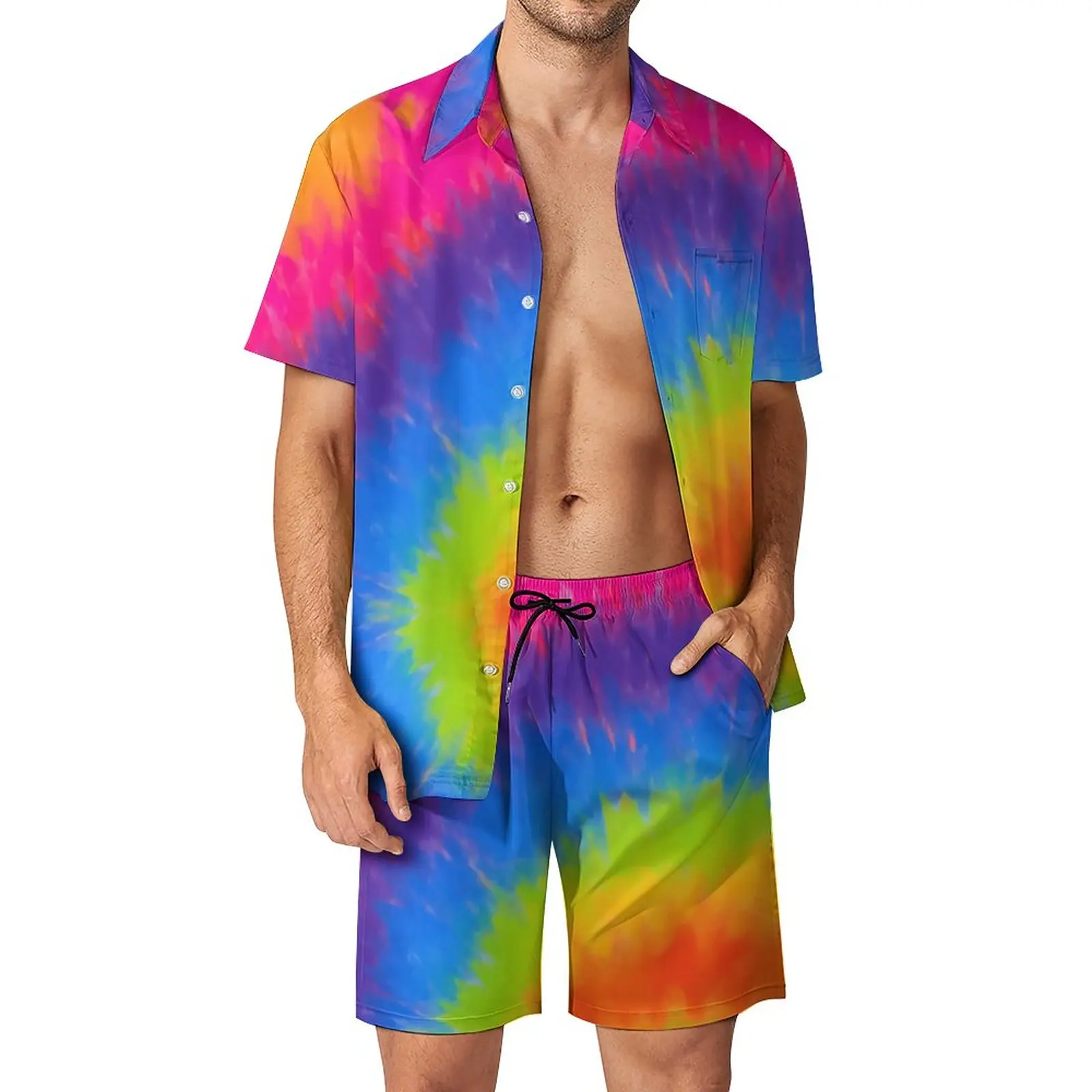 

Tie Dye (10) Men's Beach Suit 2 Pieces Suit Vintage Unique Swimming USA Size