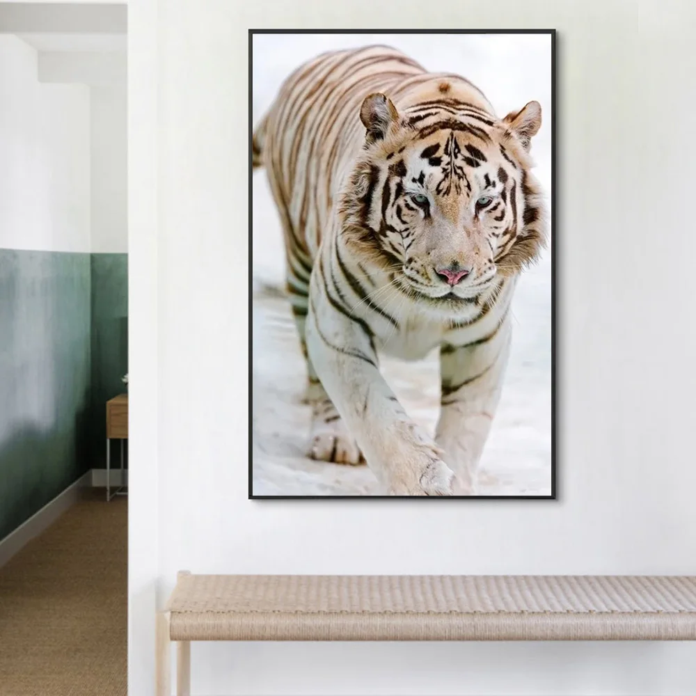 

Алмазная живопись 5d с животными, «сделай сам», тигр, снег, круг, квадратные стразы, мозаика, вышивка, украшение для дома, живопись