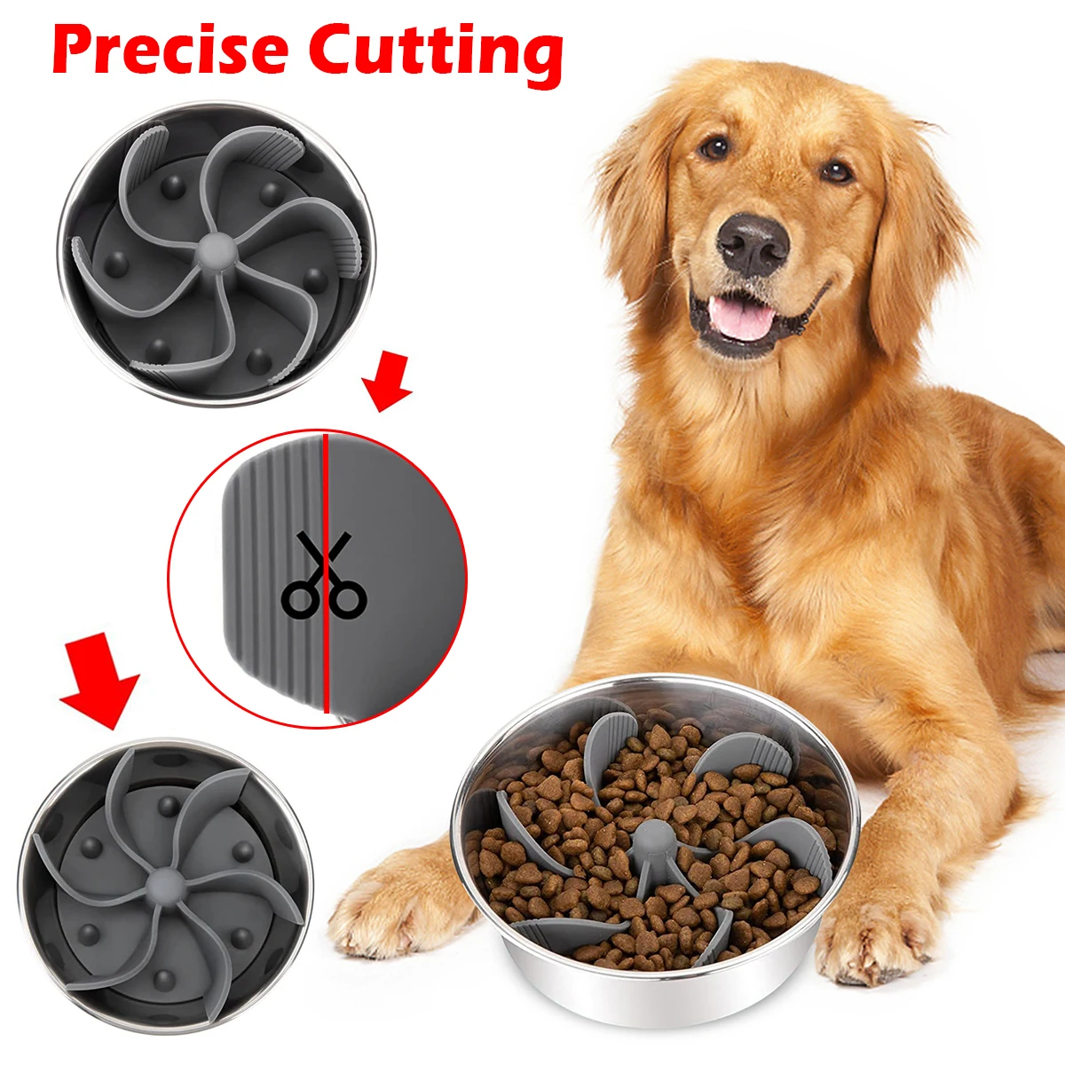 

Pet Dog Bowl Spiral Slow Anti Choke Feeder Insert Silicone Can be Cut Pets Feeder Mat Puppy Slow Feeders