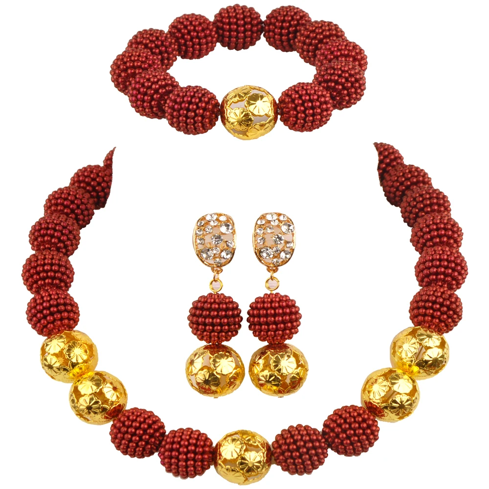 Laanc африканская Свадебная коллекция ожерелье ювелирные изделия винно-красный