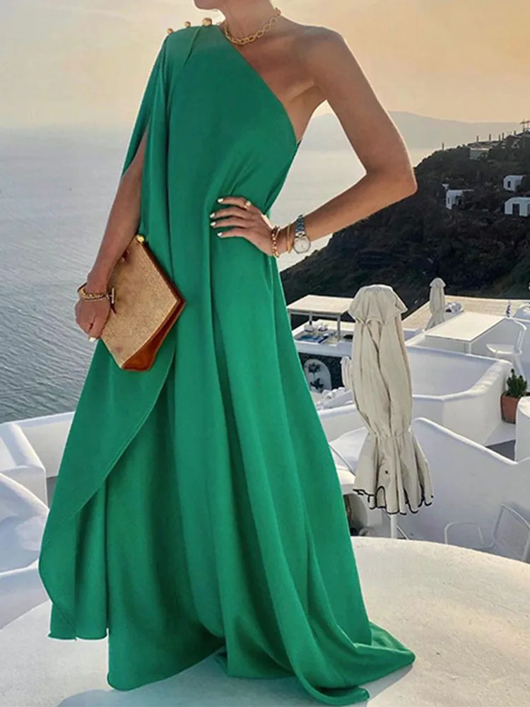 

Elegant Solid Party Long Dress Women Summer Fashion Sexy Off Shoulder Beach Dresses For Women Robe Femme 2023 New Casual Dress