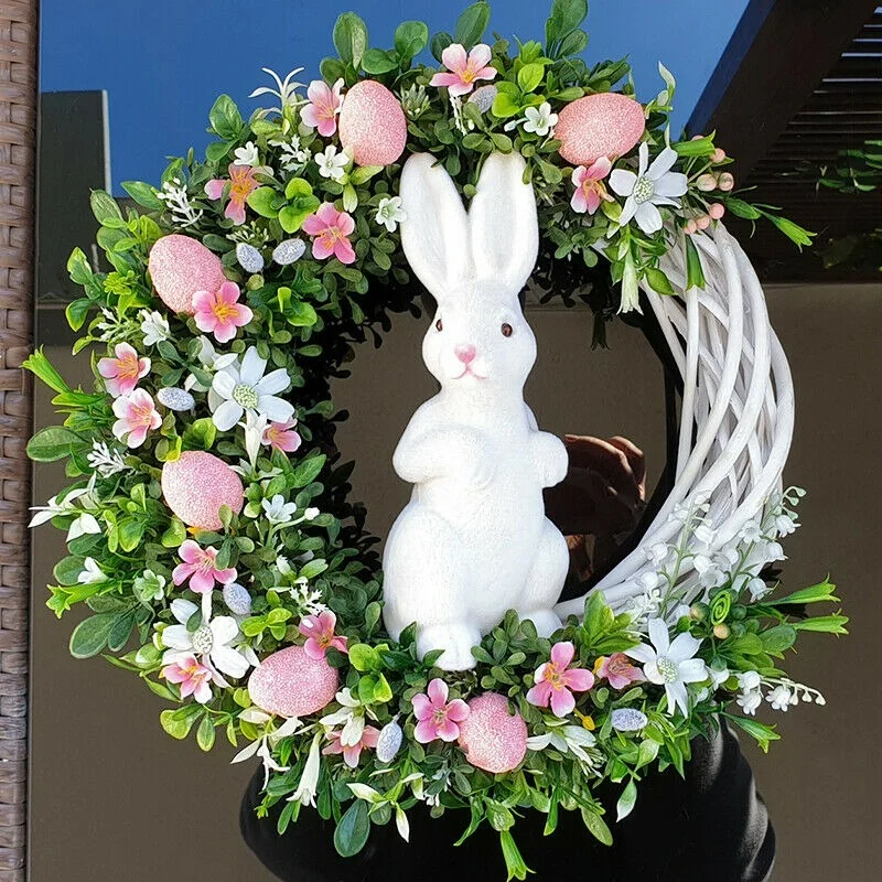 

Easter wreath door hanging Decor spring bunny egg chicken butterfly Garland home Gadern party Easter flower decorative ring