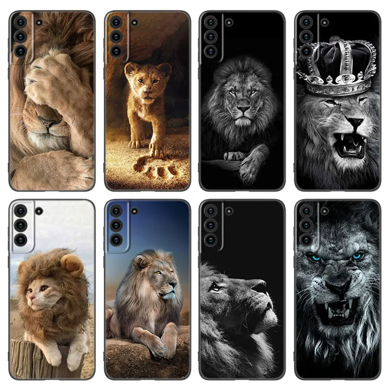 Lion Alpha Male Cub Phone Case For Samsung Galaxy S23 S22 S21 S20 Ultra FE S10E S10 Lite S9 S8 Plus S7 S6 Edge TPU Black Cover