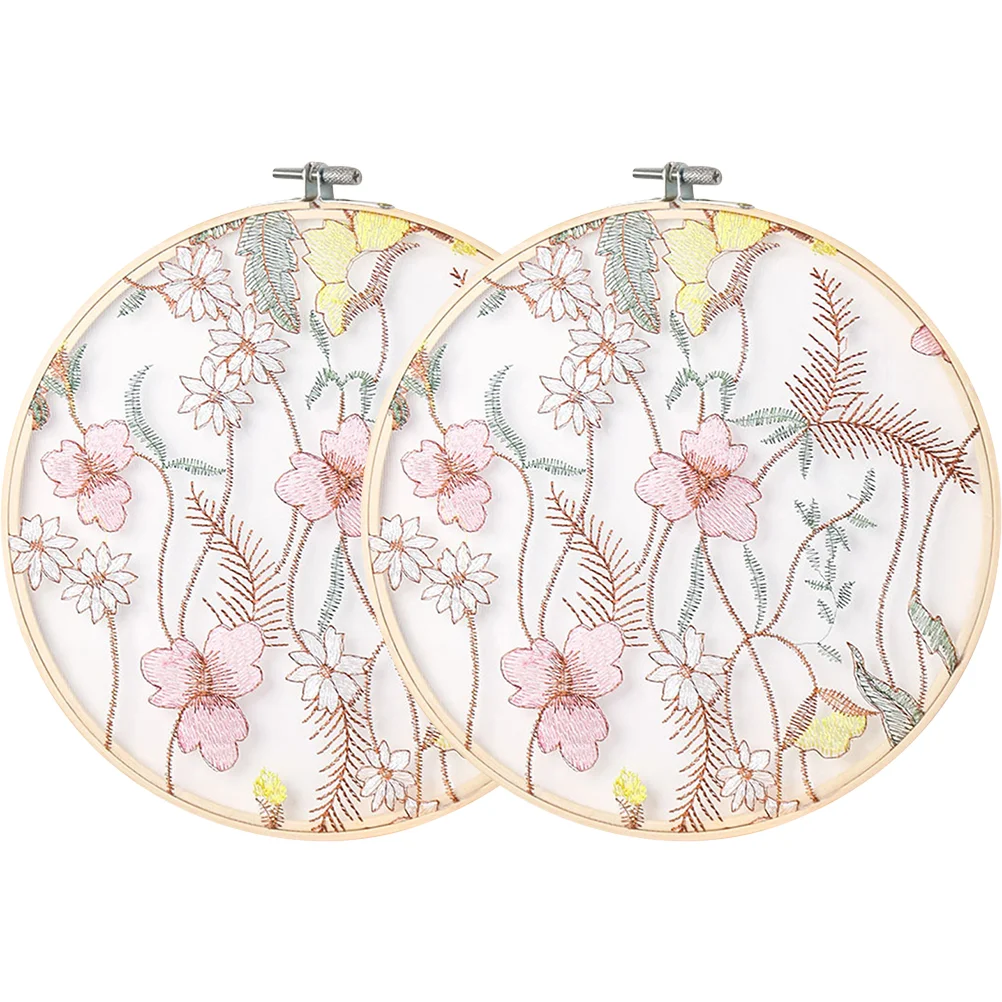 

2 Pcs Wall Hanging Ornament Ornament Crafts Office Hanging Ornament Office Decor Flower Stretch Embroidery Pendant Home Ornament