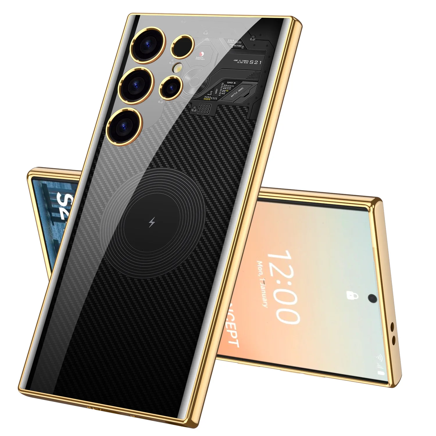 Чехол для Samsung S24ultra роскошный модный чехол из ТПУ с гальваническим золотым