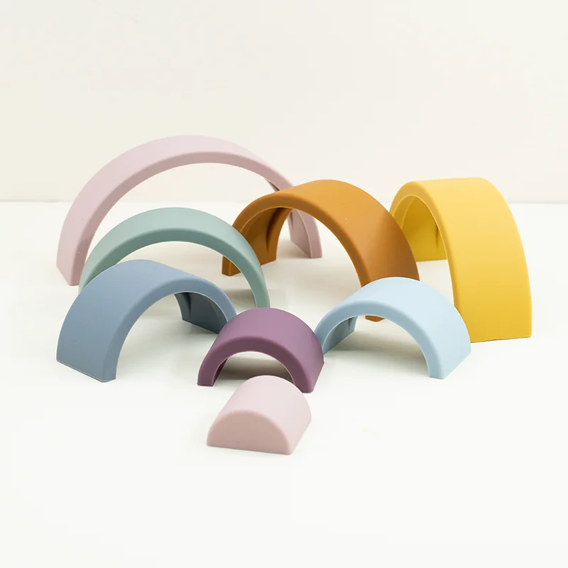 

Make Rainbow Baby Stacking Toys Education Blocks Block Cute Montessori Creative Blocks BPA Free Food Grade Silicone Toy