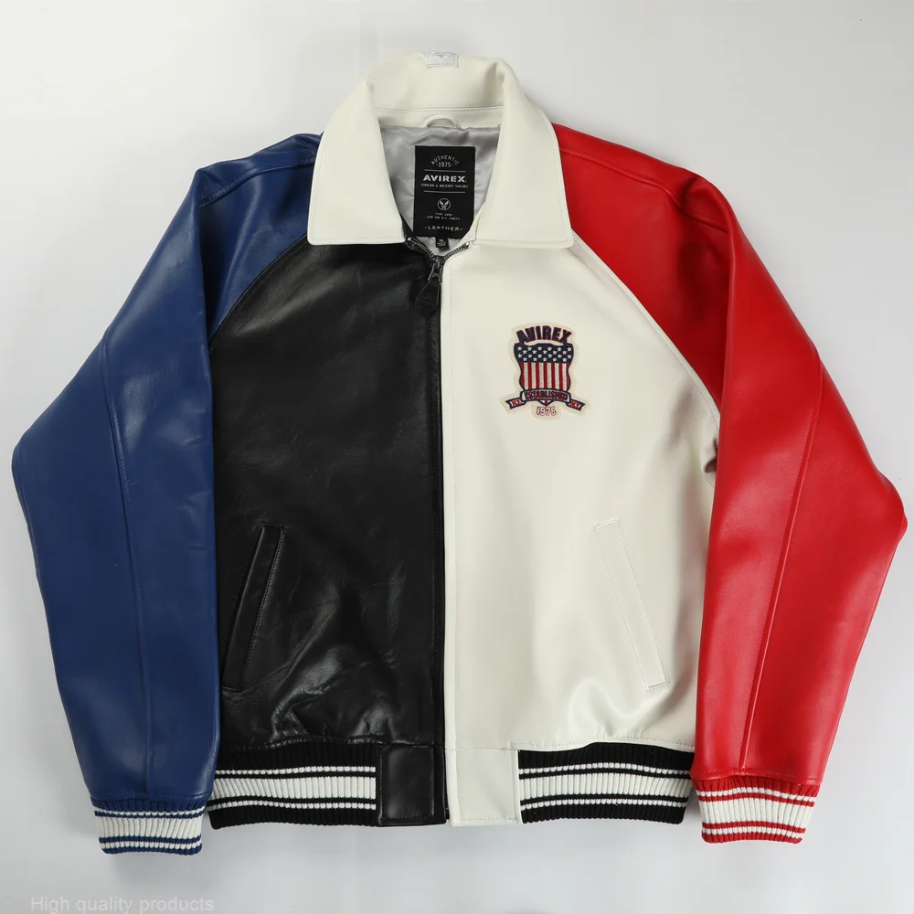 

Мужская итальянская куртка-бомбер из натуральной кожи в американском стиле