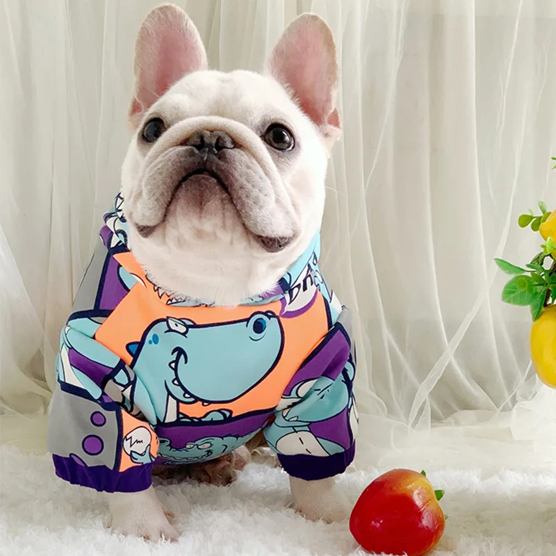 C&C Dinosaur Small Dog Clothes hooded Puppy Outfits Pug Corgi Teddy fat dog Clothing thickening Small dog Clothes French Bulldog