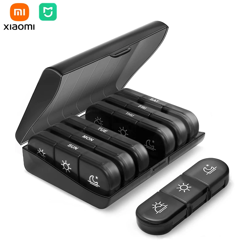 

Xiaomi Mijia 7 Days Pill Box Organizer 21 Grids 3 Times One Day Portable Travel with Large Compartments for Vitamins Medicine