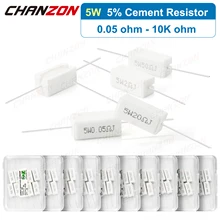 10 Pcs 5W Cement Resistor 0.5 2 30 33 100 330 1K ohm Ceramic Wirewound Resistors SQP5W 5Watt 0.22ohm 5ohm 47ohm Fixed Resistance