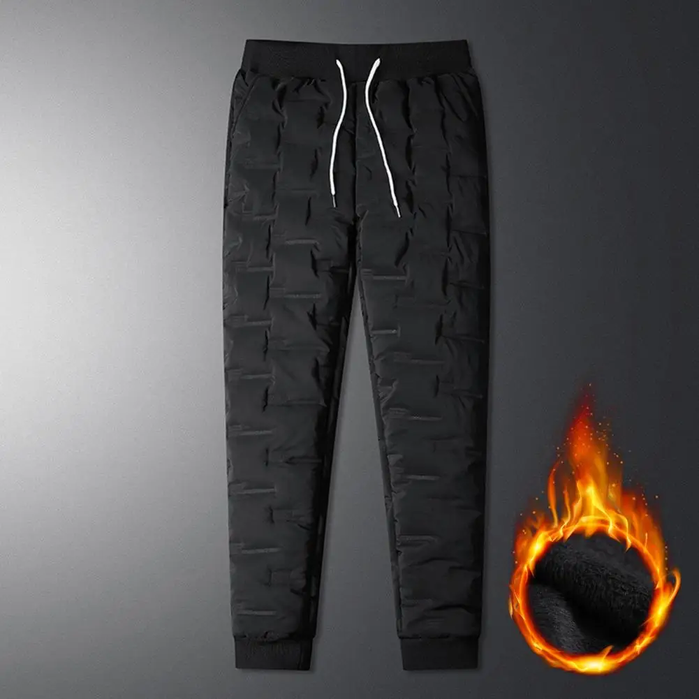 

Casual Warm Pants Cotton Padded Male Long Trousers Coldproof Ankle Tied Trousers