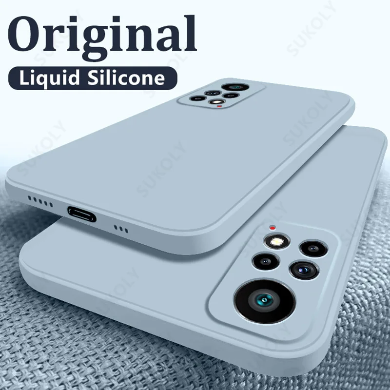 

For Xiaomi Redmi Note 11 Pro 11S Note 10 9 Pro Mi 11T 11 Lite Original Square Liquid Silicone Case Camera Lens Protection Cover