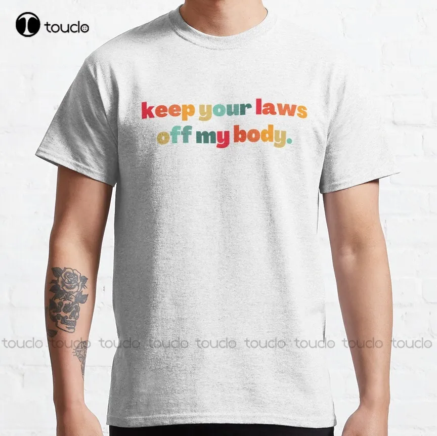 

Классическая футболка с надписью «Keep Your Law Off My Body-aboris Health», хлопковая рубашка с котом, простая винтажная Повседневная футболка для улицы, Нов...