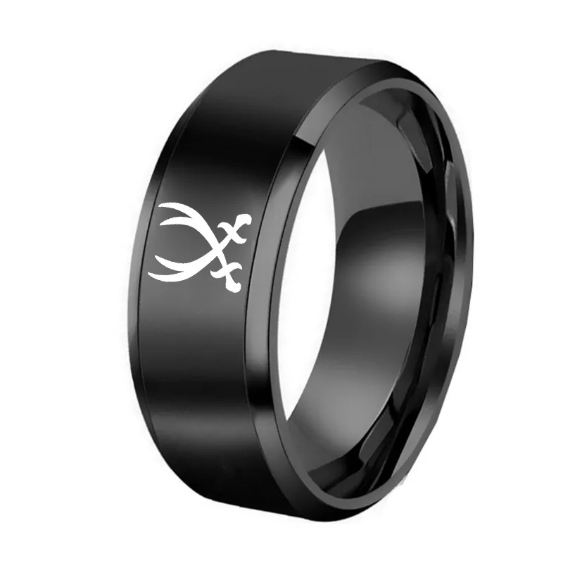

BAECYT Anime Fans Jewelry Sword Of Life Logo Rings Stainless Steel Rings For Women Men 8mm Black Blue Gold Color Anime Rings