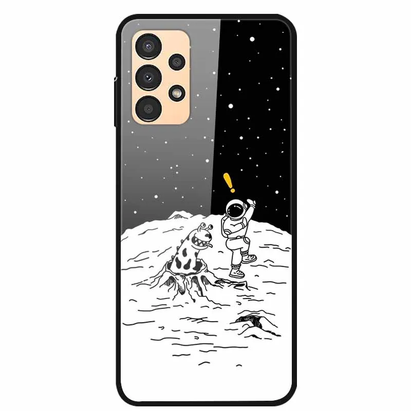 Для Samsung A13 Чехлы 4G искусственная мраморная закаленная стеклянная жесткая задняя