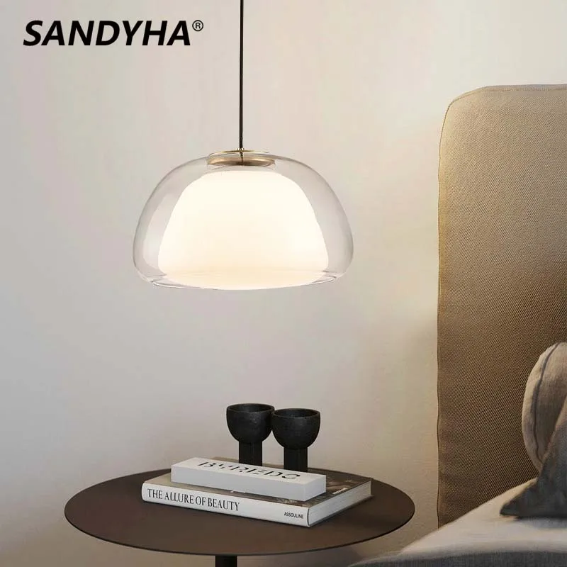 

Modern Pandant Light Modern Simple Cream Wind Jelly Design Glass Led Ceiling Chandelier for Dining Room Bedroom Home Decor Lamp
