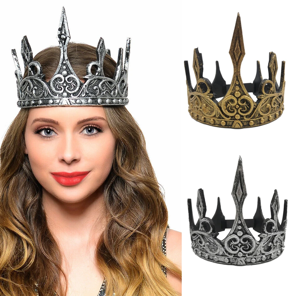 

Halloween PU Foam Medieval Kings Crown Women Men Ancient Headdress Queen Dress Up Props Medieval Royal King Crown Headwear