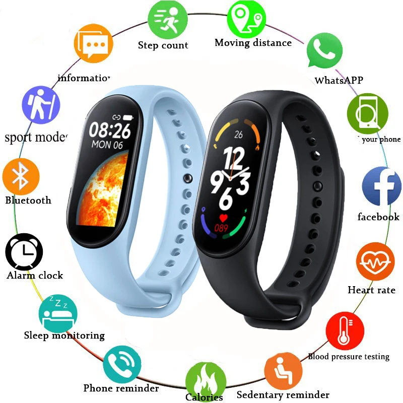 

M7 Smart Watches IP67 Men Watch Fitness Tracker Heart Rate Blood Pressure Monitor Motion Meter Steps Smart Bracelet For Mi Band7