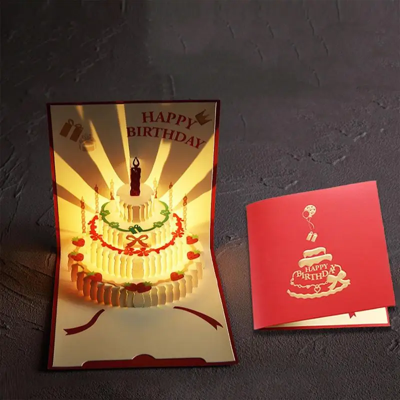 

Уникальная 3D открытка на день рождения музыкальная светлая поздравительная открытка со всплывающим тортом на день рождения красочные откр...