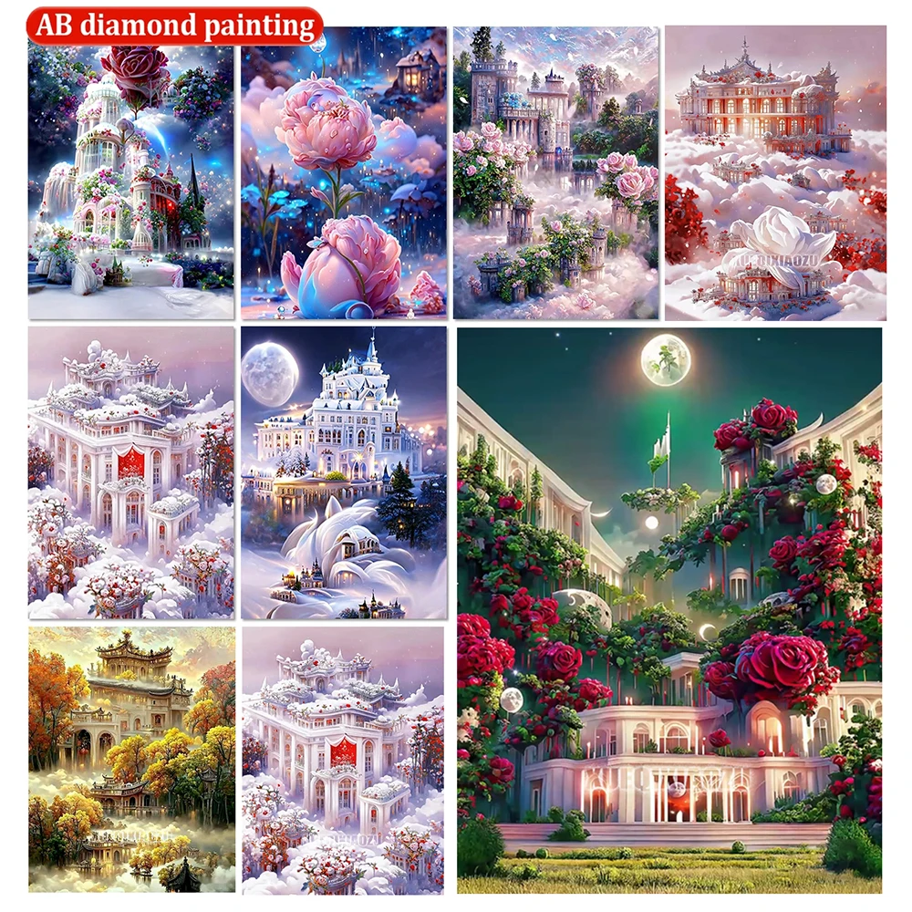 

Diy 5d Ab Drill Painting Kits Fantasy City View Diamond Embroidery Mosaic Kit Flower Street Rhinestone Art Deco Home Decor Gifts