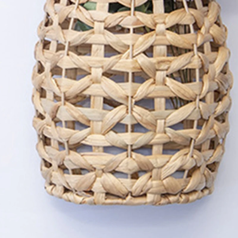 Water Hyacinth Woven Hanging Basket Wall Decorative Front Door Decor For Flower Plants Boho